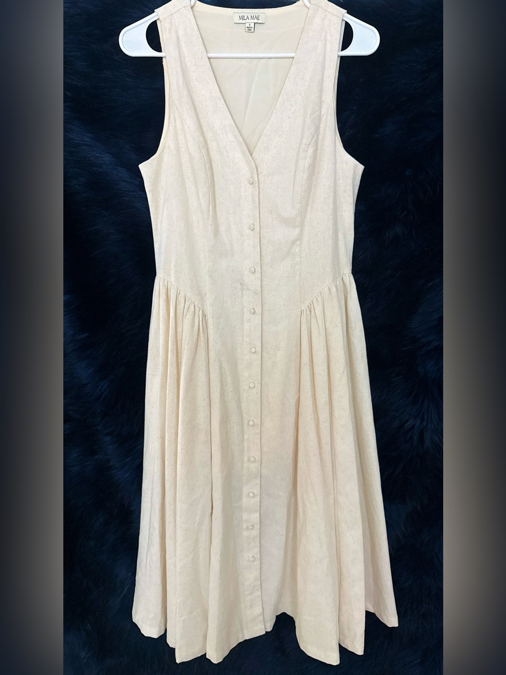 Mila Mae Cream Button-Front Maxi Dress